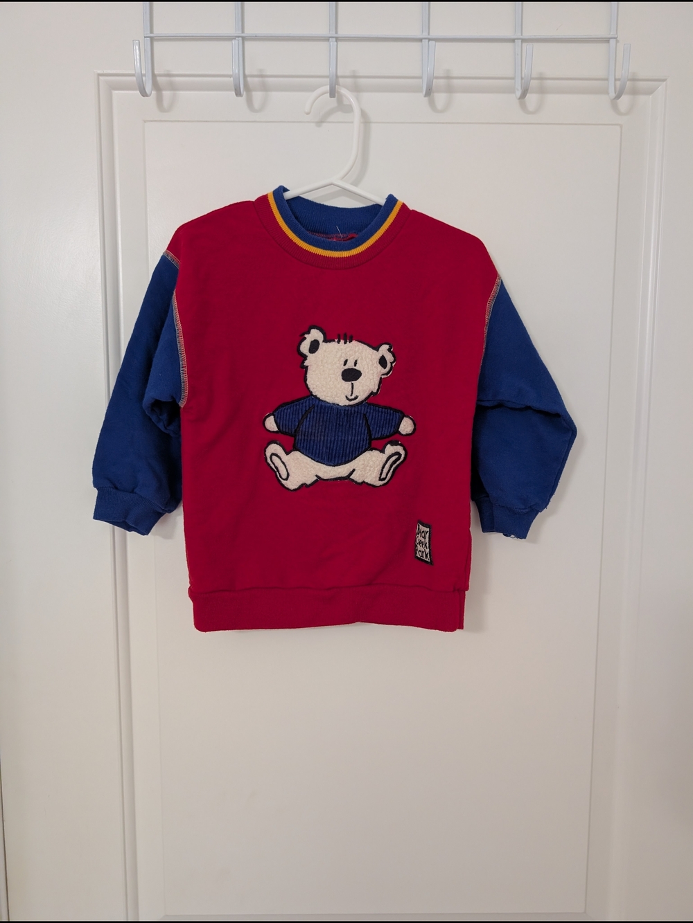 Vintage Buster Brown‎ Red Sweatshirt with Blue Sleeves and Teddy Patch